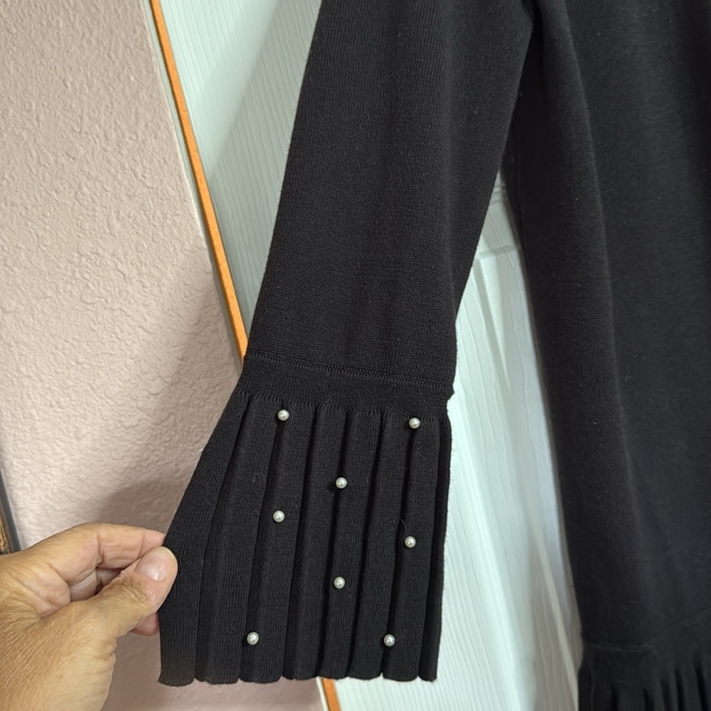 Chico's Black Knit Cardigan with Pearl embellishments size 4 ( chicos 0) - Picture 3 of 7